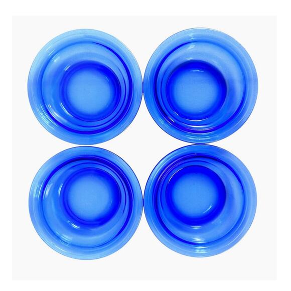 Hazel Atlas Moderntone Cobalt Blue 5" Berry Bowl-Set of 4-Very Rare-Excellent! - Picture 5 of 5
